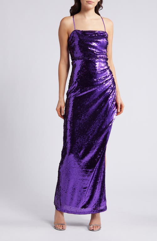 Keep it Sparkly Sequin Sleeveless Gown in Purple