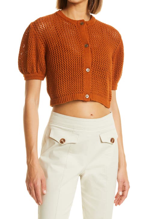 Brandex Summer Sweater With Buttons Tangerine Orange/White Striped