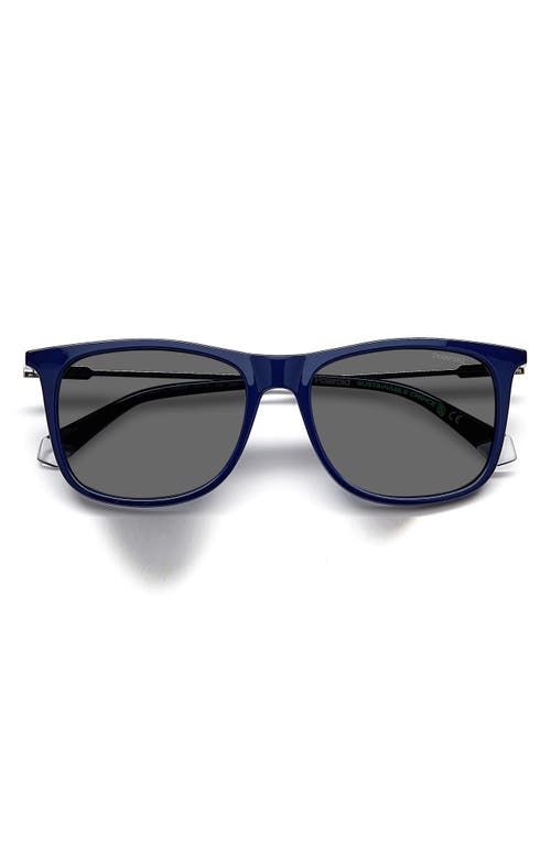 Shop Polaroid 55mm Polarized Rectangular Sunglasses In Blue/gray Polar