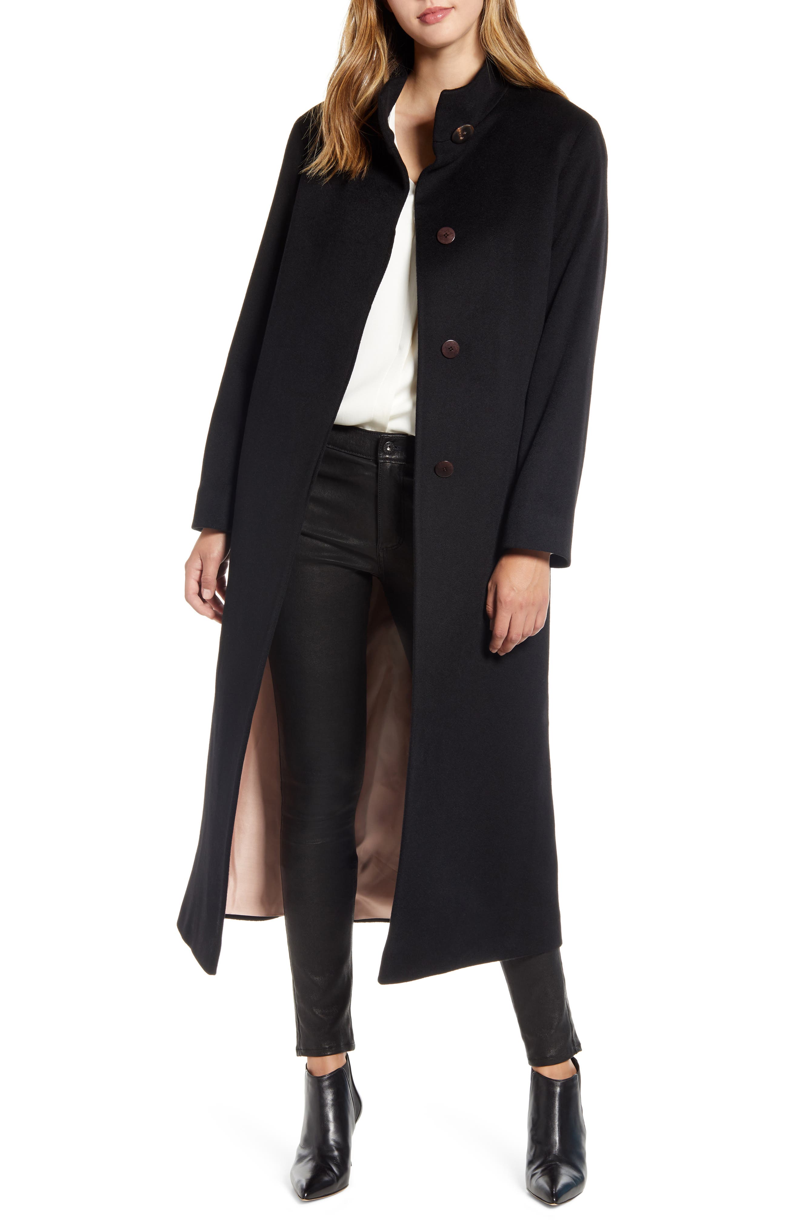 Fleurette Long Stand Collar Cashmere Coat | Smart Closet