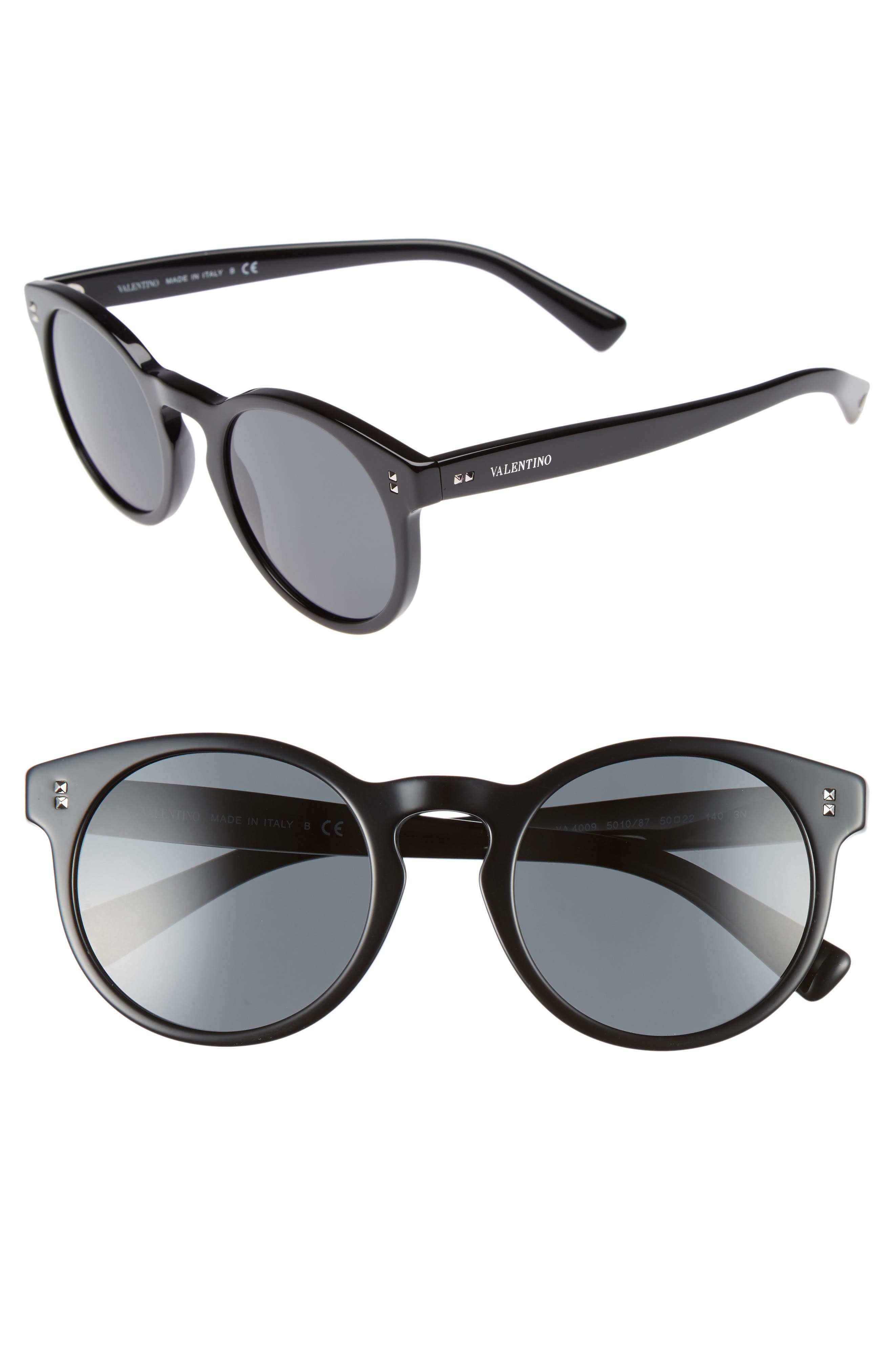 Valentino 50mm Retro Sunglasses in Black at Nordstrom