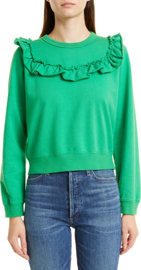 Clare V. Ruffle Yoke Cotton Sweatshirt | Nordstrom