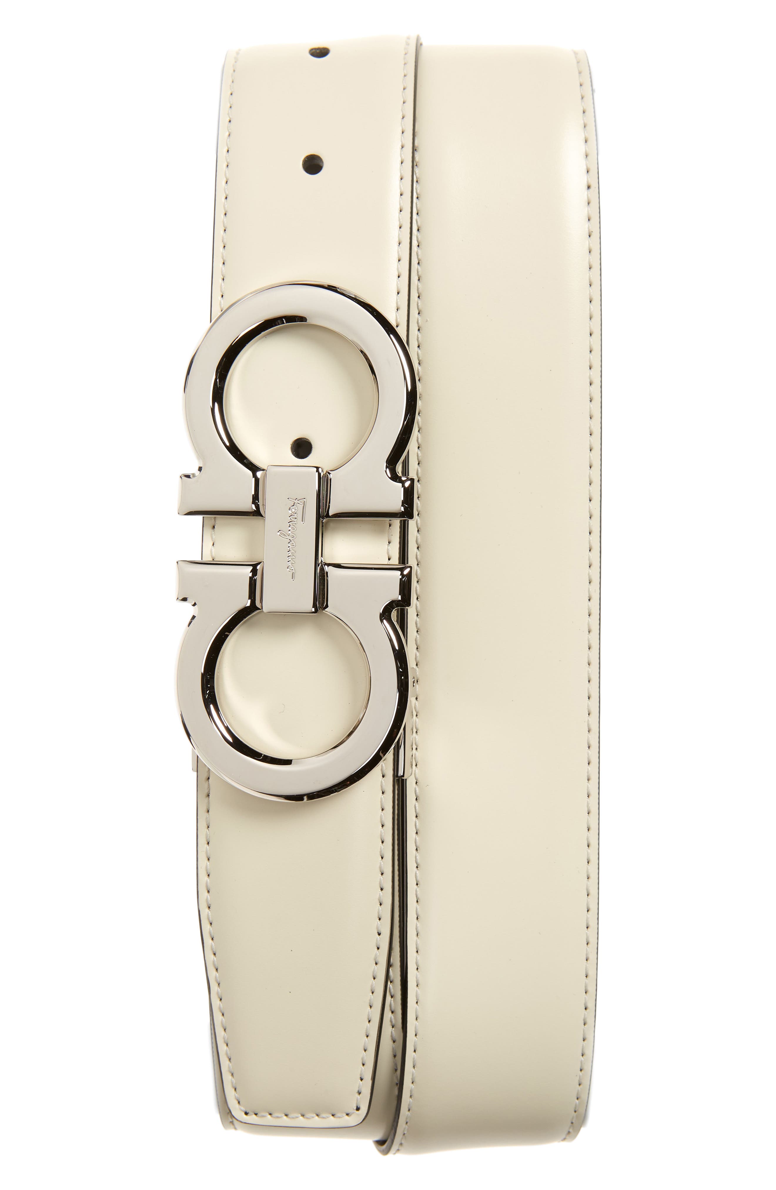white ferragamo belt men's