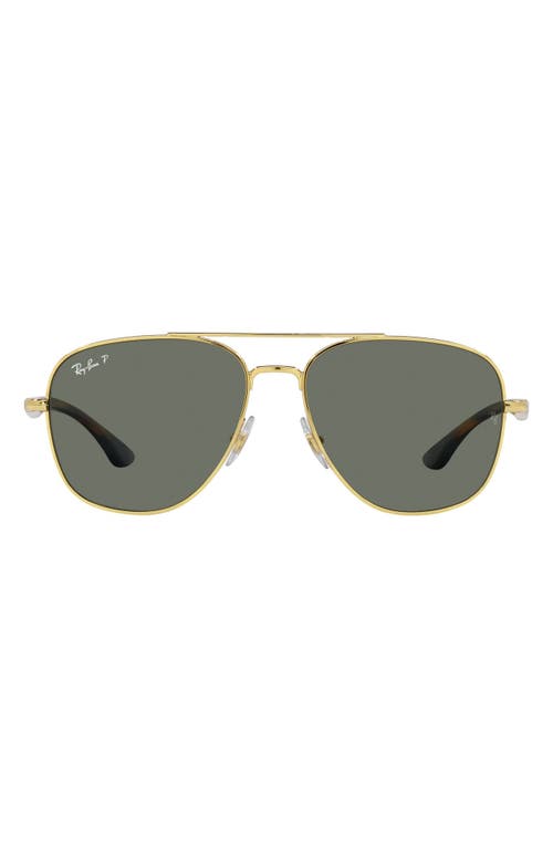 Ray Ban Ray-ban 56mm Polarized Square Sunglasses In Arista/polar Green