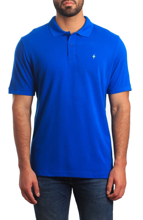 Lightning Bolt Embroidered Polo in Blue
