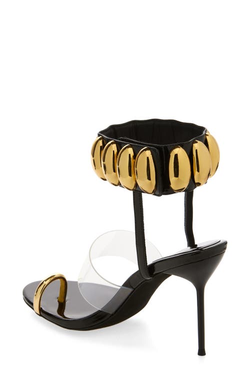 Shop Jeffrey Campbell Occasion Ankle Strap Sandal In Black Patent Gold