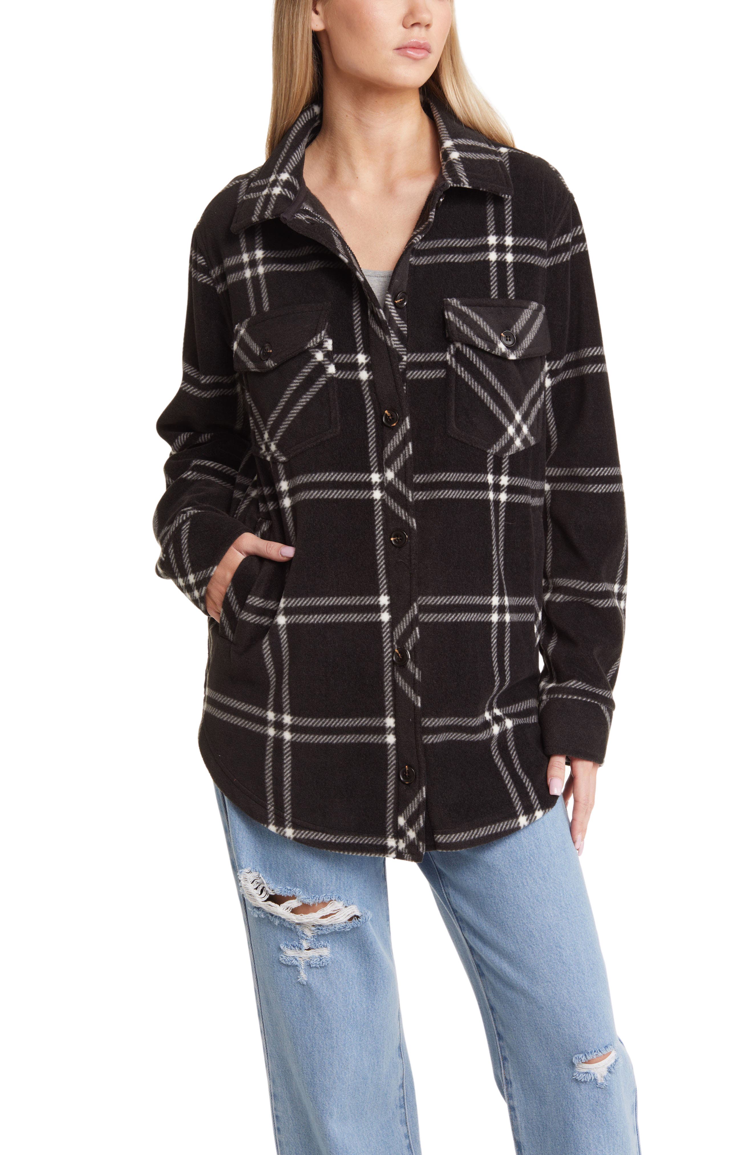 Thread & Supply Plaid Polar Fleece Shacket | Nordstrom