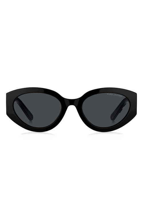 Shop Marc Jacobs 54mm Round Sunglasses In Black White/gray