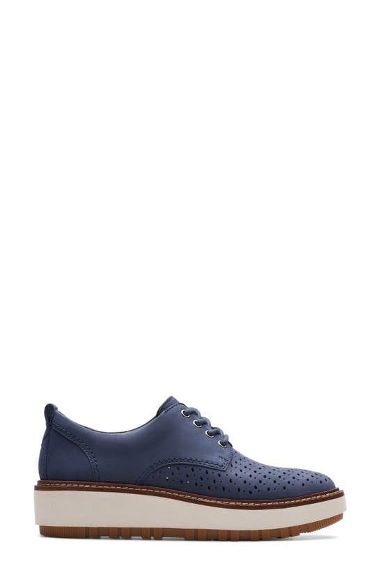 Clarks Orianna Move Wedge Derby In Navy Nubuck