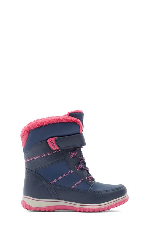 Totes Kids' Faux Shearling Lined Boot In Navy/berry