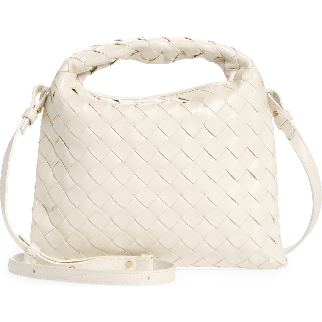 Bottega Veneta Small Leather Hop Cross-body Bag In White/brass/white