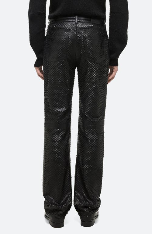 Shop Helmut Lang Worker Hole Punch Leather Straight Leg Pants In Black