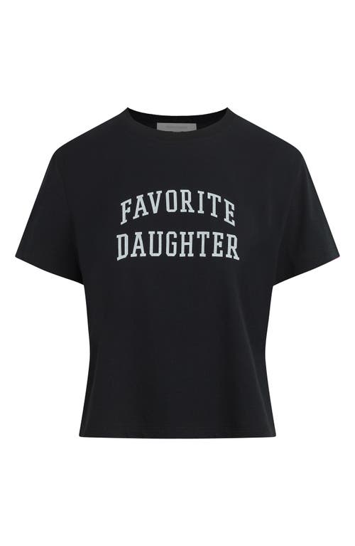 Favorite Daughter Cropped Collegiate Tee In Black W/white