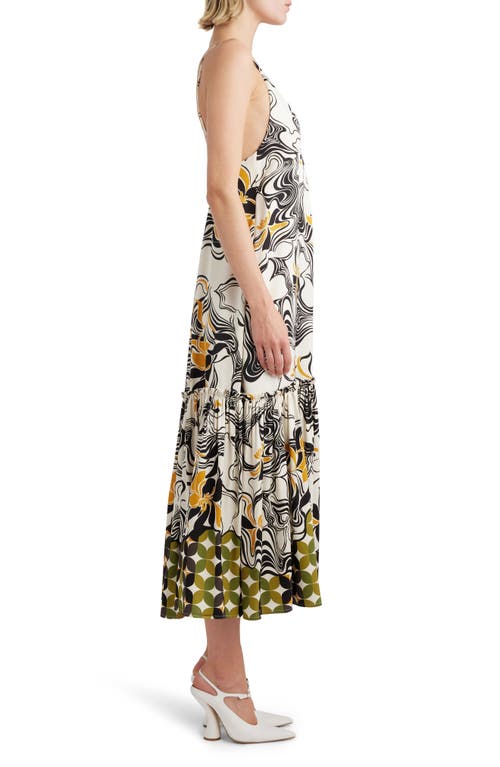 Shop Dries Van Noten Mixed Print Midi Sundress In Ecru