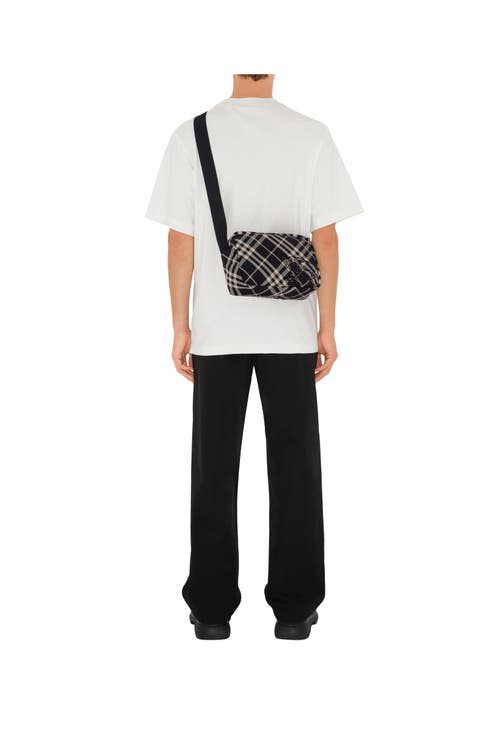 Burberry Ekd-appliqué Checked Crossbody Bag In Black/calico