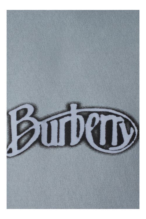 Shop Burberry Logo Cotton Blend Hoodie In Gale