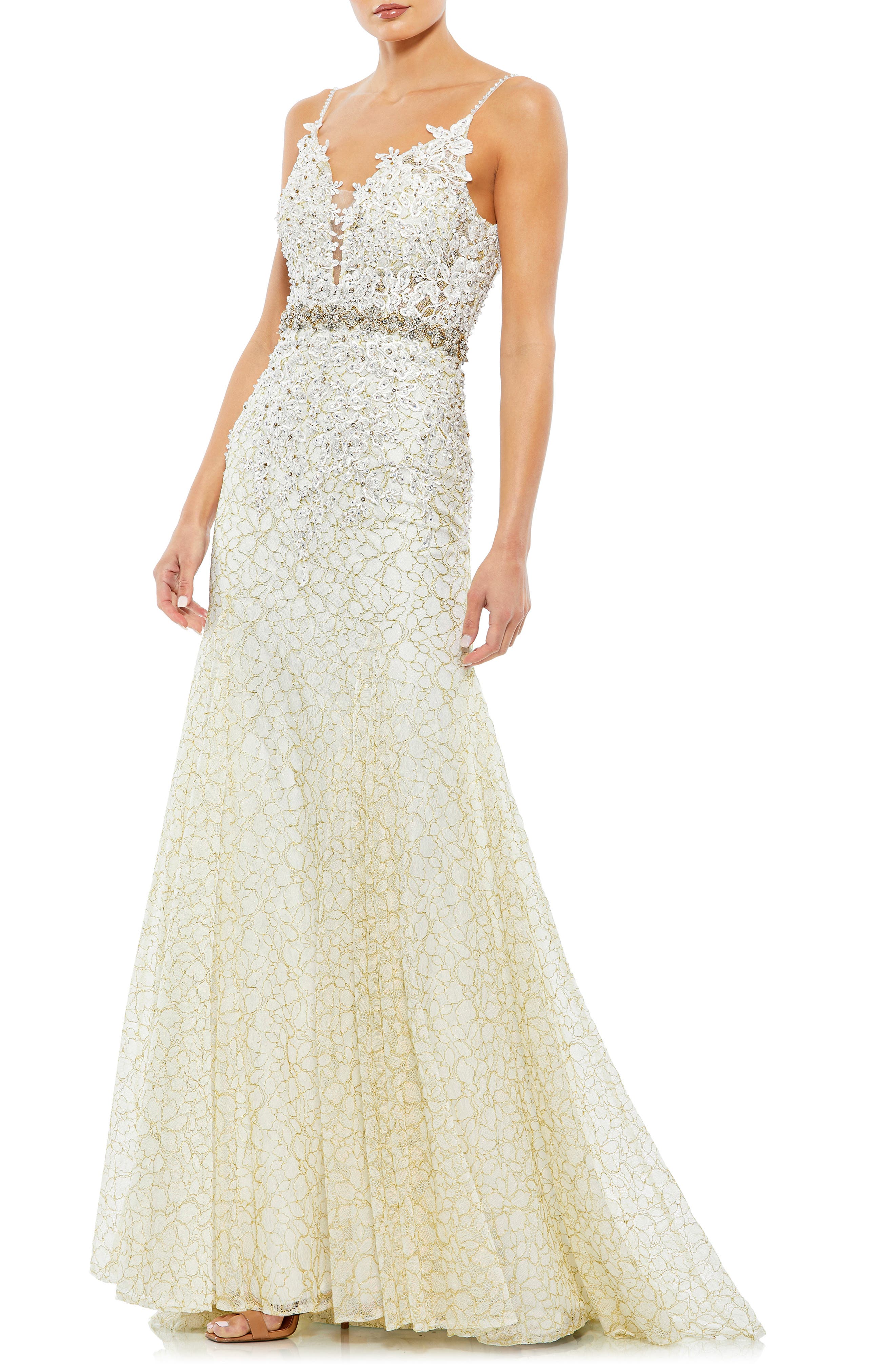Mac Duggal Floral Appliqué and Lace Trumpet Gown Nordstrom
