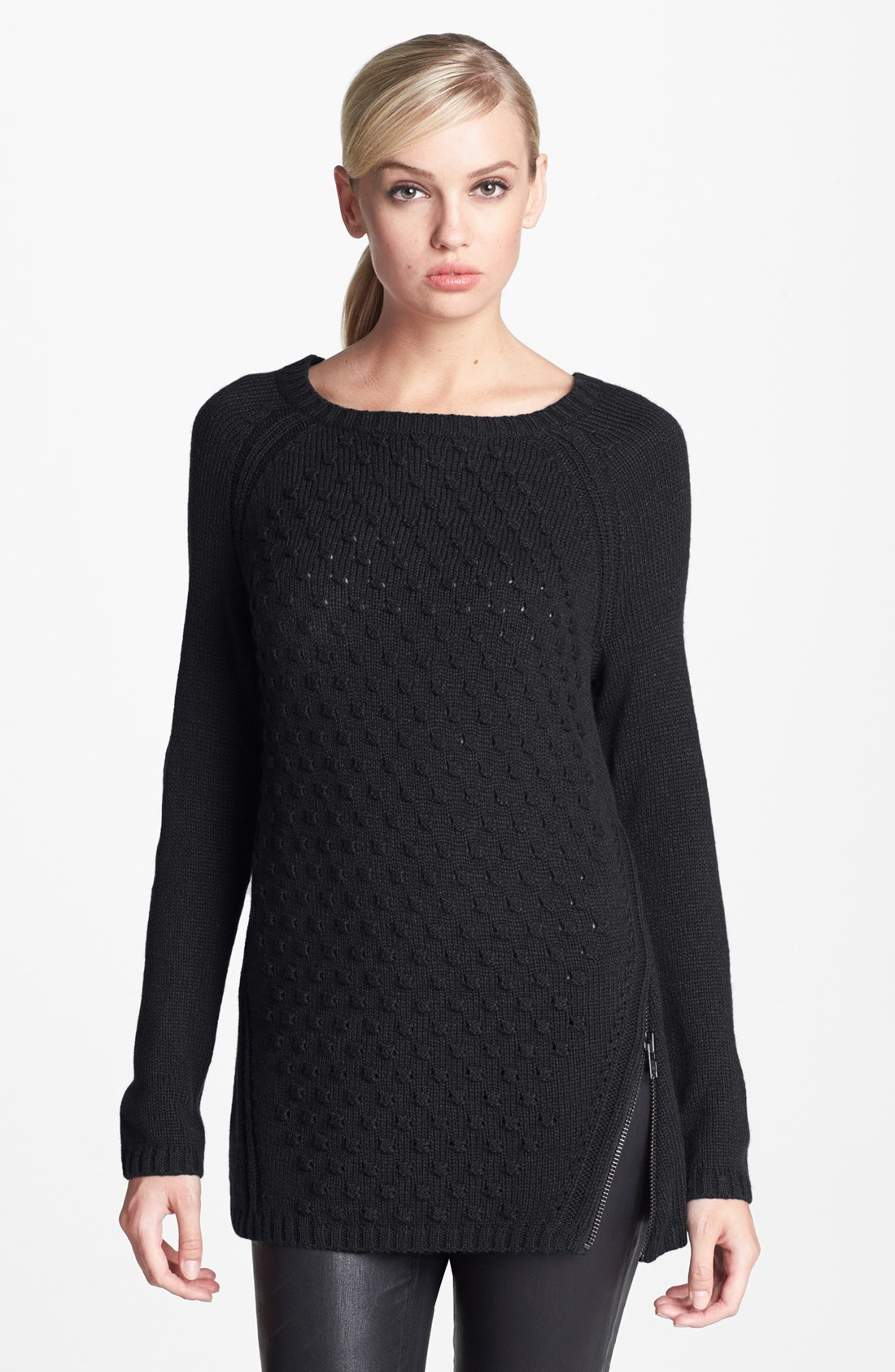 Trouvé Textured Stitched Side Zip Sweater | Nordstrom