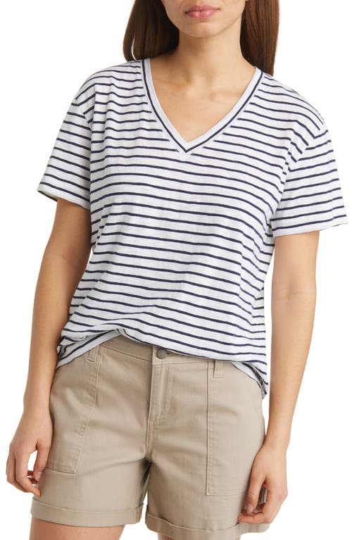 caslon(r) Easy Short Sleeve T-Shirt in White- Navy Northshore Stripe