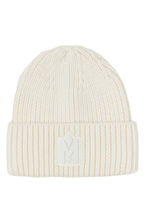 Shop Mackage Jude Recycled Wool Blend Rib Beanie In Cream