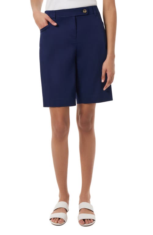 Stretch Cotton Bermuda Shorts in Pacific Navy