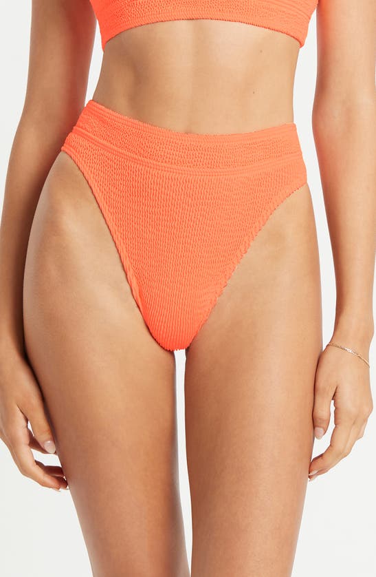 Shop Bondeye Bound By Bond-eye The Savannah High Waist Bikini Bottoms In Neon Orange Eco