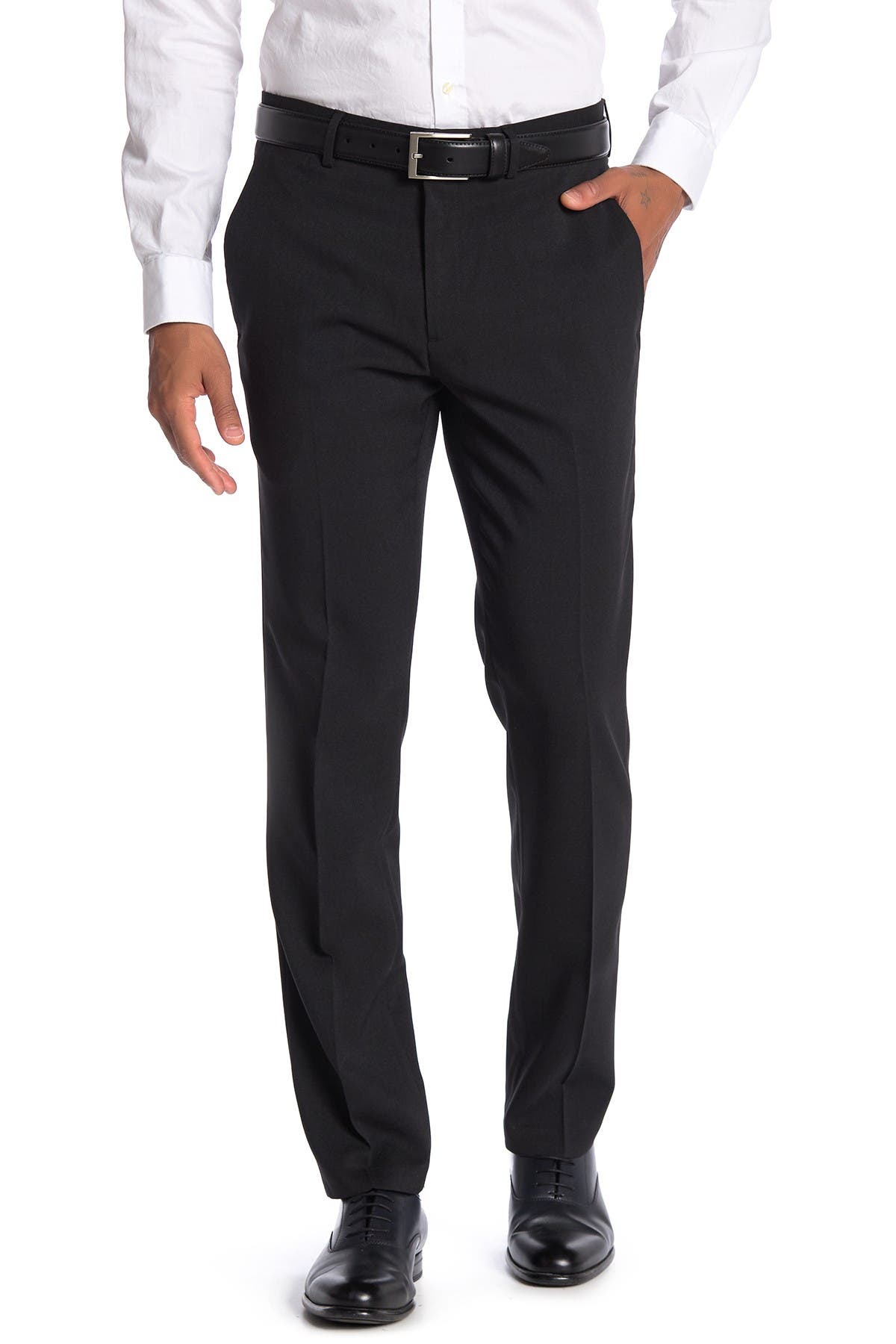 Kenneth Cole Reaction Heather Tic Stretch Suit Separates Trousers In Black