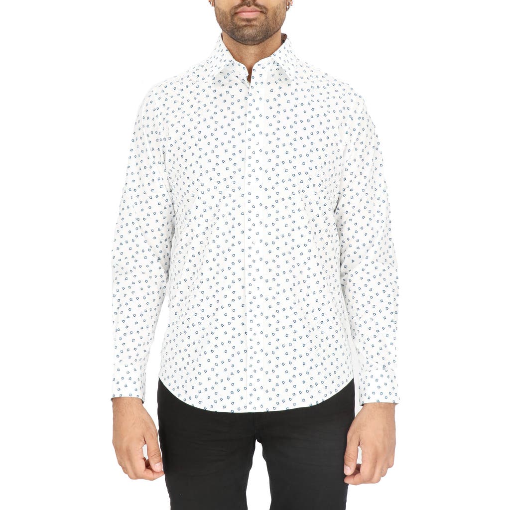 Scotch & Soda Modern Fit Dress Shirt In White/navy