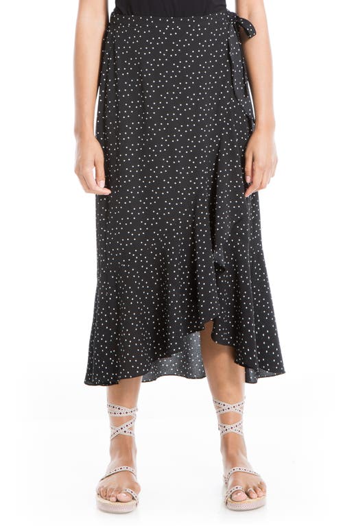 Shop Max Studio Side Tie Ruffle Crepe Maxi Skirt In Black/cream