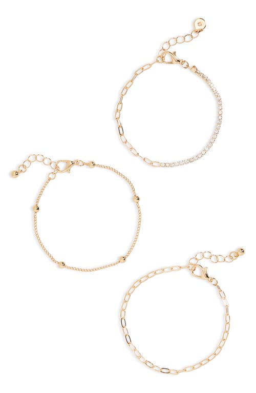 Set of 3 Link Bracelets in Gold- Clear