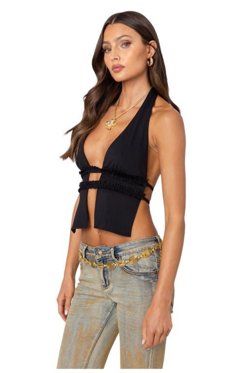 EDIKTED EDIKTED LUMA SPLIT FRONT OPEN BACK HALTER TOP 