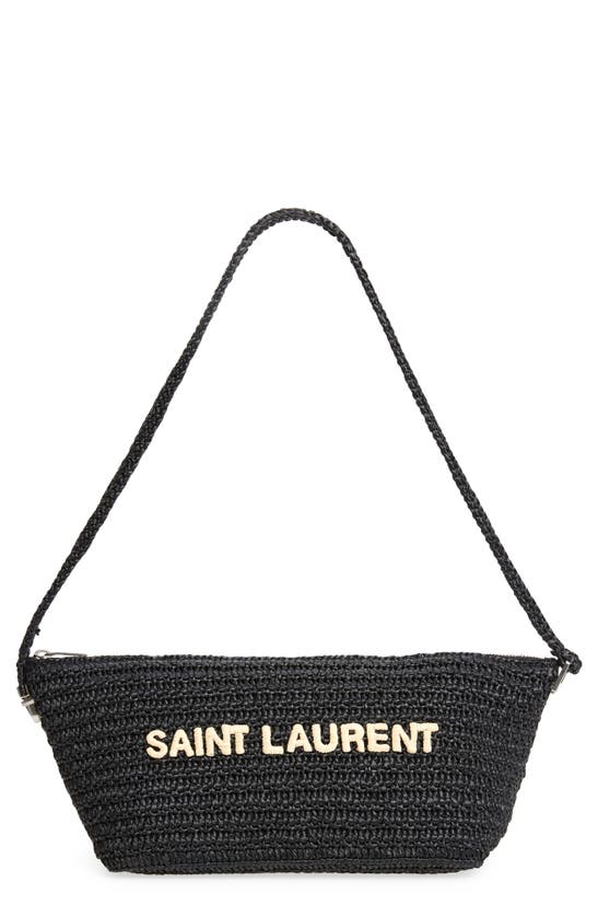 Saint Laurent Le Rafia Shoulder Bag In Black