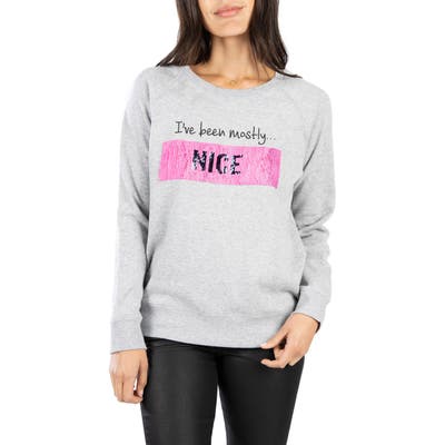 Kut From The Kloth Asteria Naughty Or Nice Sequin Cotton Blend Sweatshirt, Grey