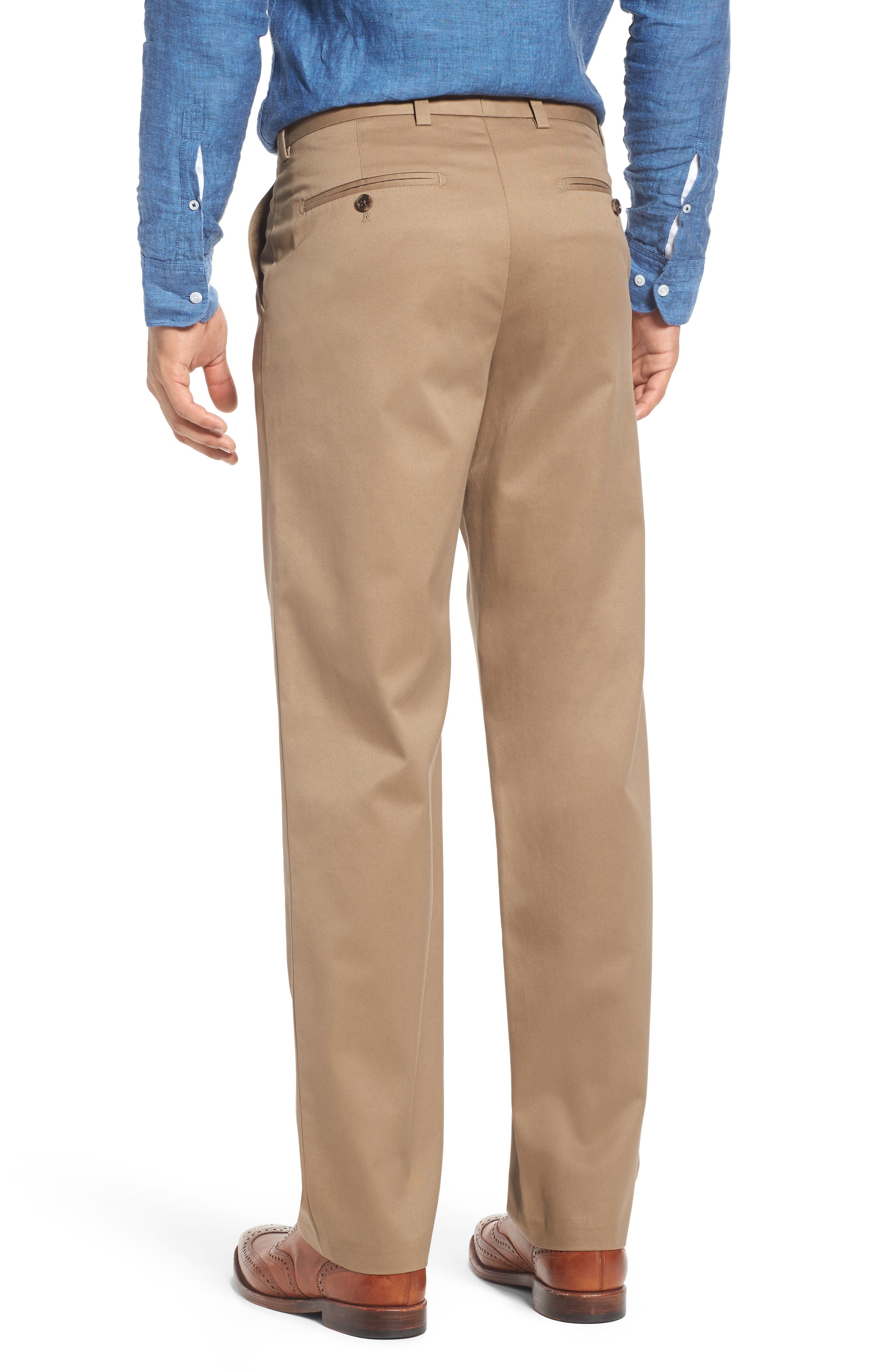 NORDSTROM MEN'S SHOP 'Classic' Smartcare(TM) Relaxed Fit Flat Front Cotton Pants Nordstrom Rack