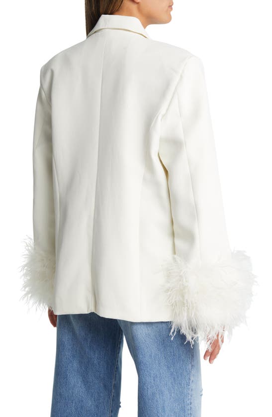 HOUSE OF CB HOUSE OF CB IMAN FEATHER TRIM OVERSIZE CREPE BLAZER