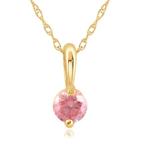 Bliss Diamond 1/4ct Pink Diamond Solitaire Pendant 14k Gold 18" Necklace Lab Grown In 14k Yellow Gold