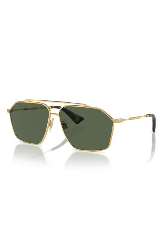 Shop Dolce & Gabbana 61mm Polarized Pilot Sunglasses In Gold