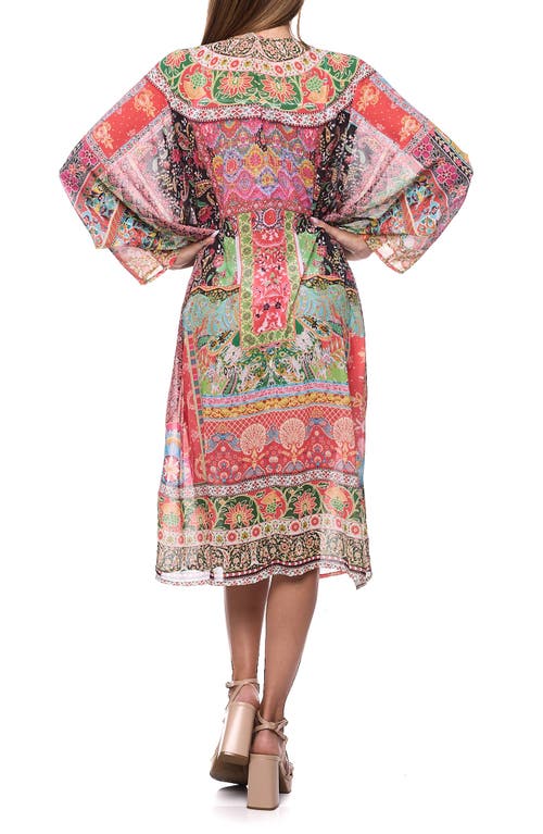 Ranee's Ranees Tie Waist Longline Cover-up Cape In Pink