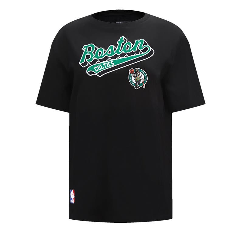 Pro Standard Black Boston Celtics Script Boyfriend T-shirt In Black