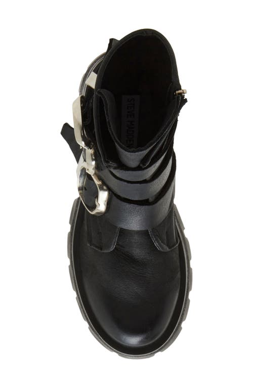 Shop Steve Madden Roland Lug Sole Bootie In Black Leather