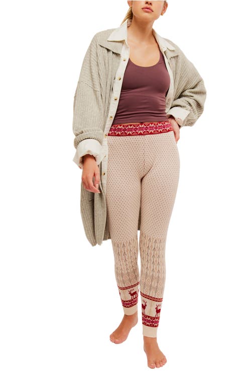 Shop Free People Falala Fair Isle Leggings In Latte Combo