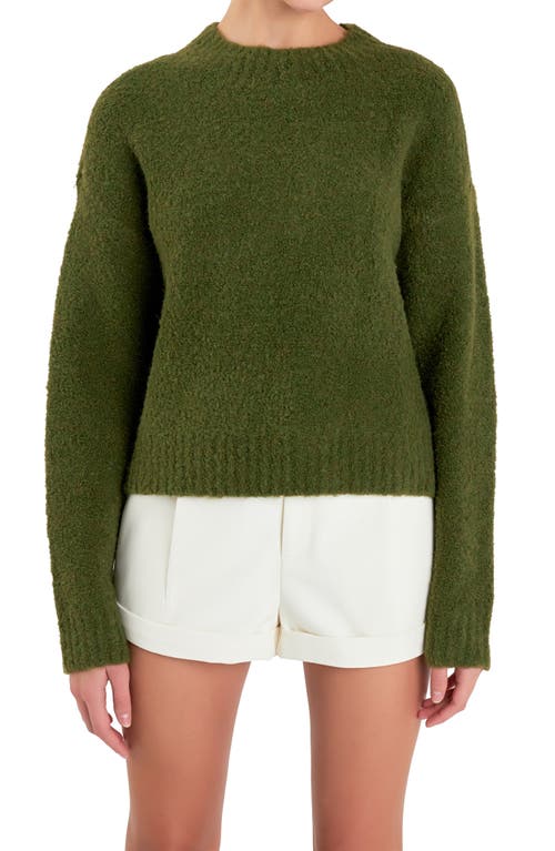 English Factory Cozy Crewneck Sweater In Khaki