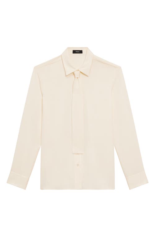 Shop Theory Button-up Silk Shirt With Necktie In Ivory