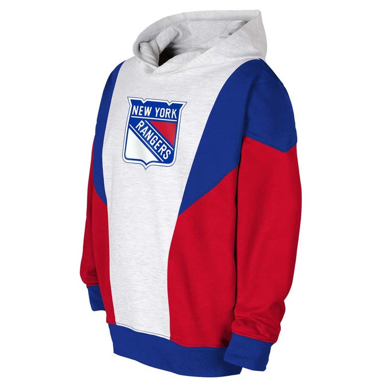 Shop Outerstuff Youth Ash/blue New York Rangers Champion League Fleece Pullover Hoodie