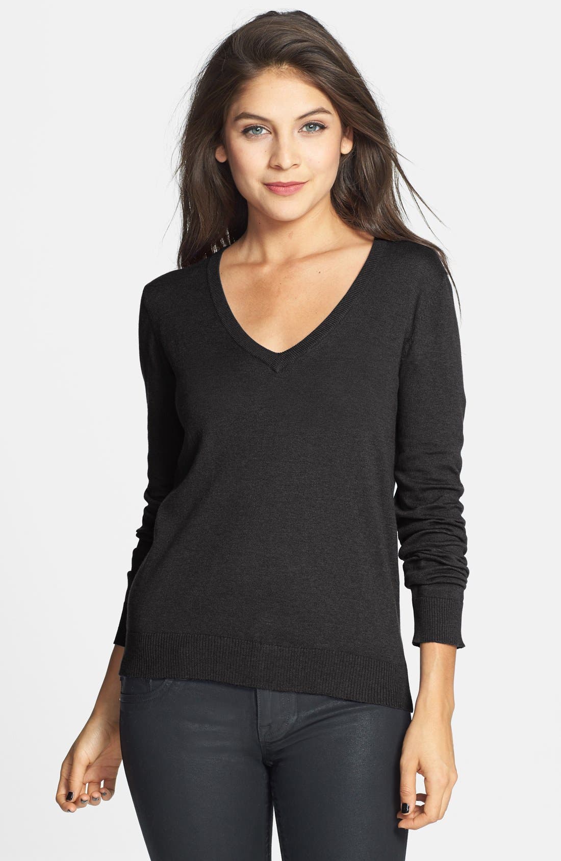 BP. Elbow Patch VNeck Sweater (Juniors) Nordstrom