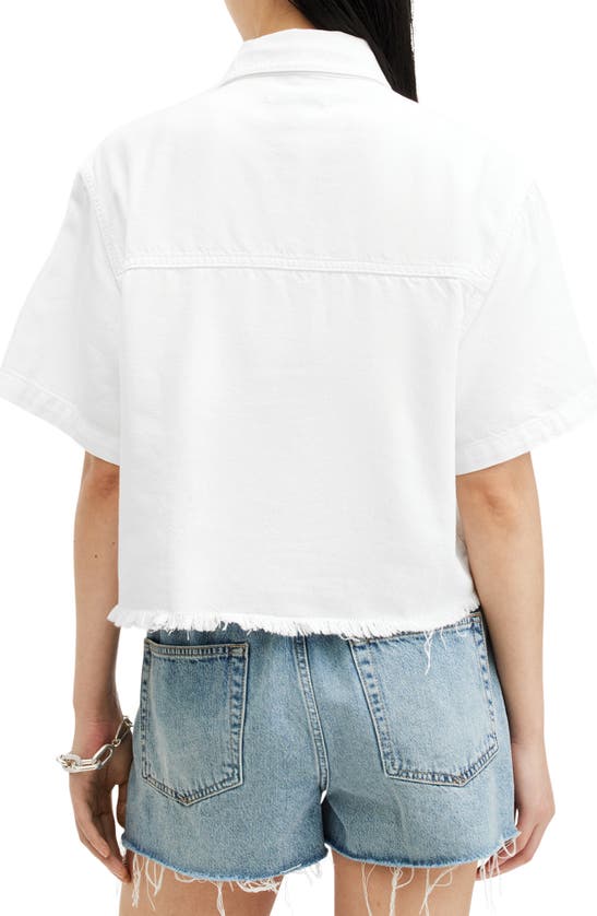 Shop Allsaints Tove Short Sleeve Oversize Denim Button-up Shirt In White