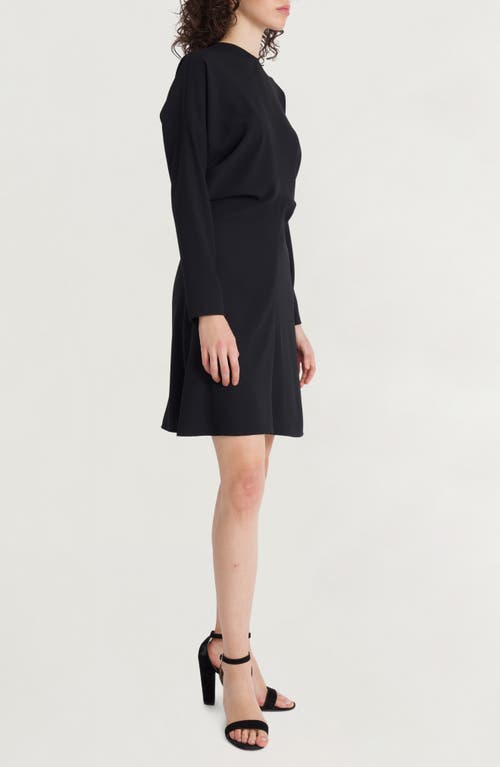 Shop Luxely Long Sleeve Fit & Flare Dress In Black