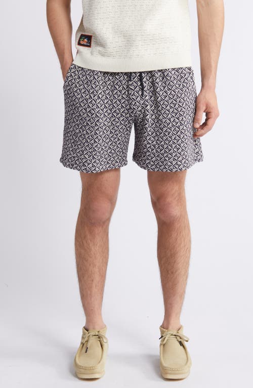 Viscount Geo Jacquard Knit Drawstring Shorts in Ecru Multi