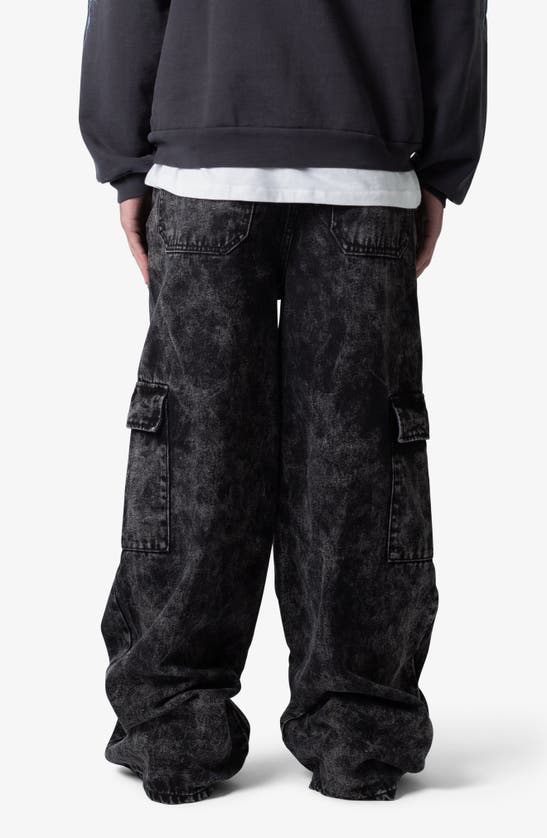Shop Mnml Void Baggy Cargo Jeans In Washed Black