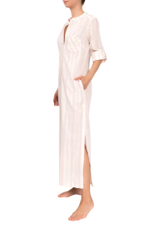 Everyday Ritual Tracey Stripe Cotton Nightgown In Strawberry Stripe